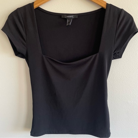 Forever 21 Women's Square Neck Top Black Size Small - Picture 1 of 8